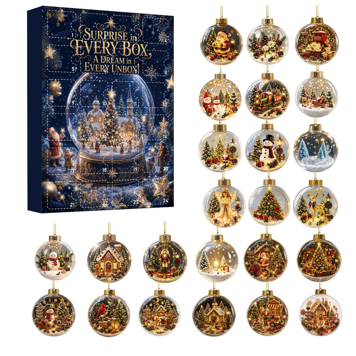 Christmas Countdown Calendar Blind Box with Acrylic Ornaments