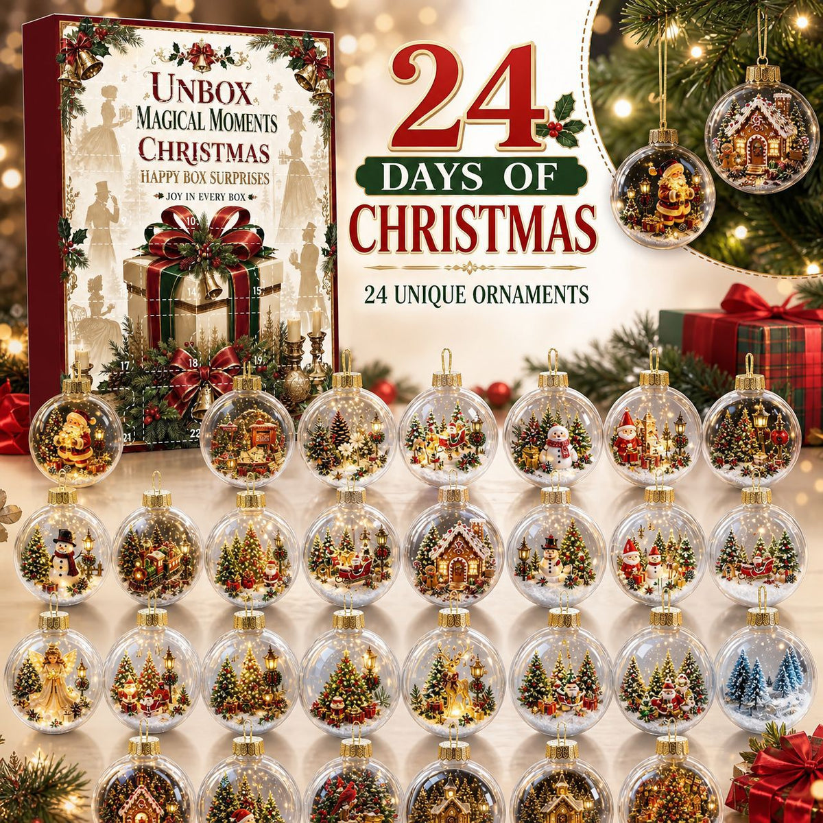 Christmas Countdown Calendar Blind Box with Acrylic Ornaments