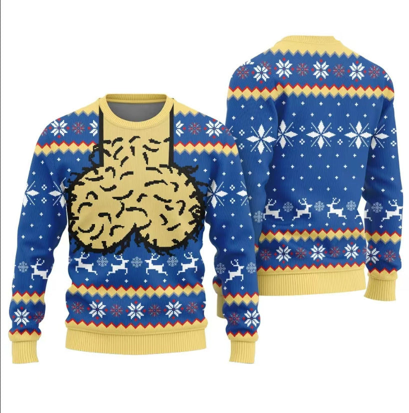 Christmas Creative and Fun Design Printed Loose Round Neck Comfortable Sweatshirt