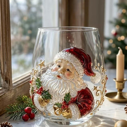 Christmas glass art cups glass cups egg cups