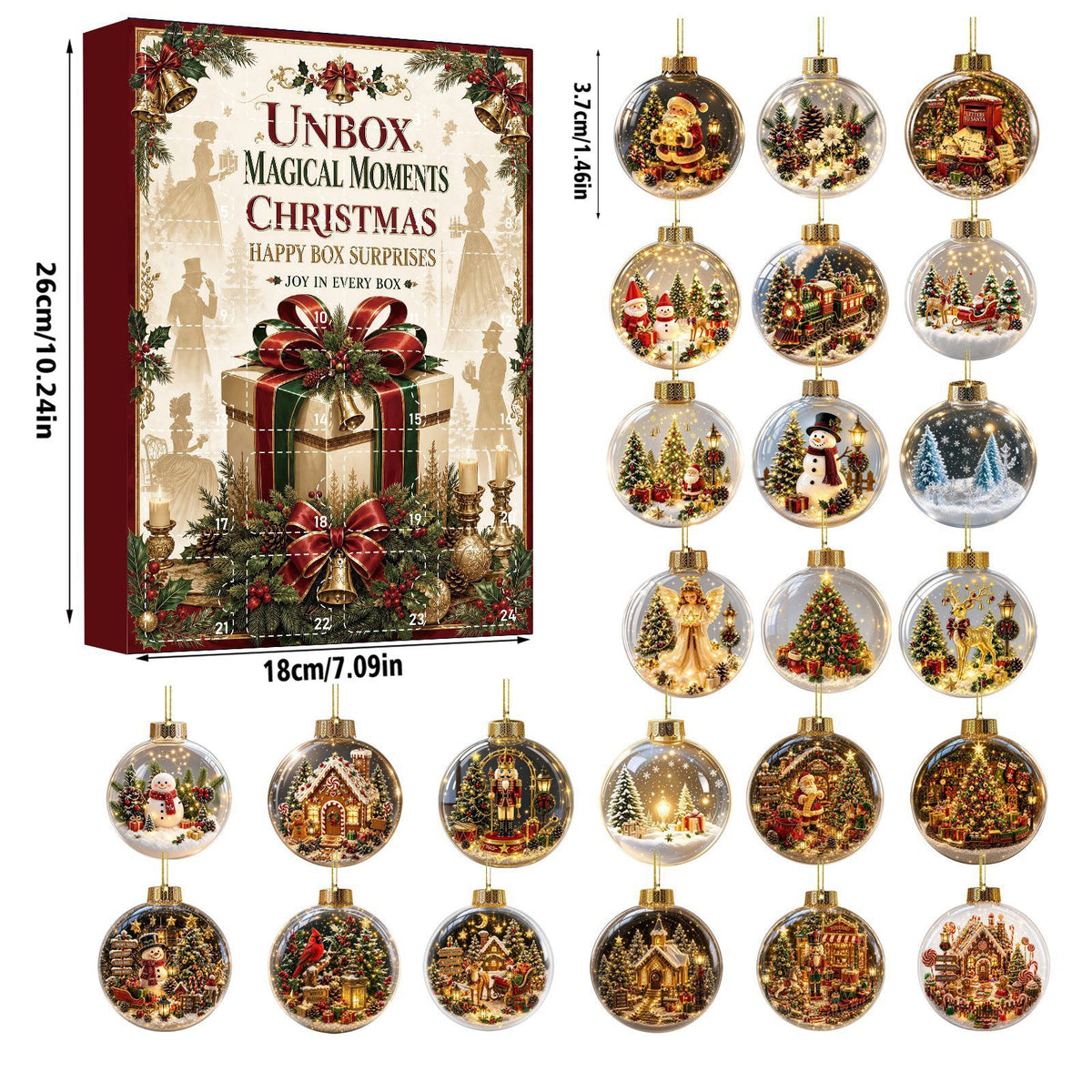 Christmas Countdown Calendar Blind Box with Acrylic Ornaments